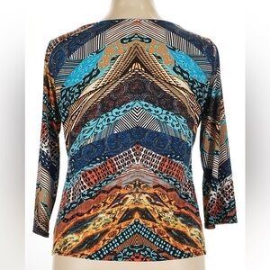 Women’s Multicolor Patterned Boatneck Top SIZE LARGE